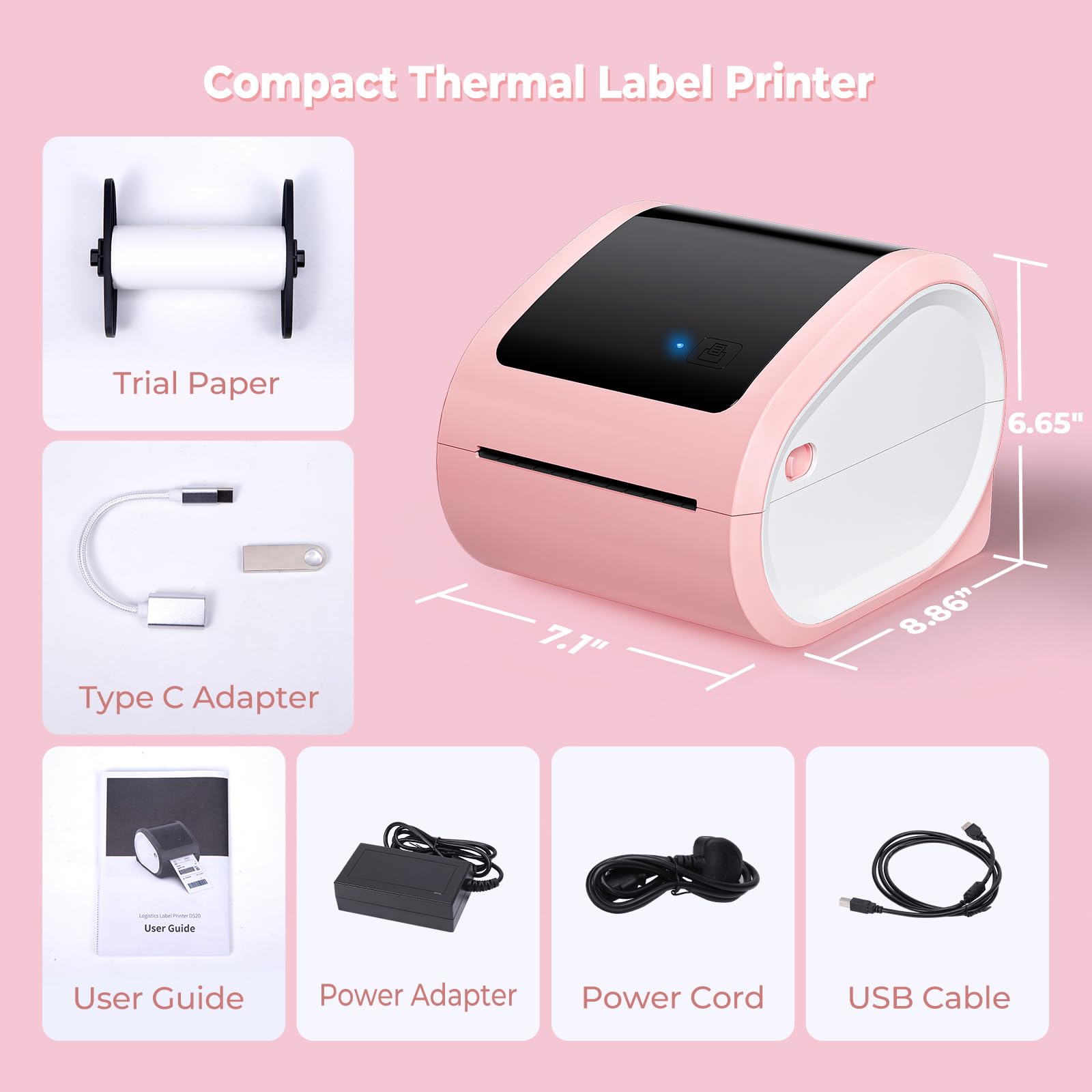 ASprink Stampante per etichette per il trasporto termico Bluetooth 4x6 - Stampante per etichette termiche wireless per imballaggi di trasporto e piccole imprese, compatibile con USPS, shopify, Ebay