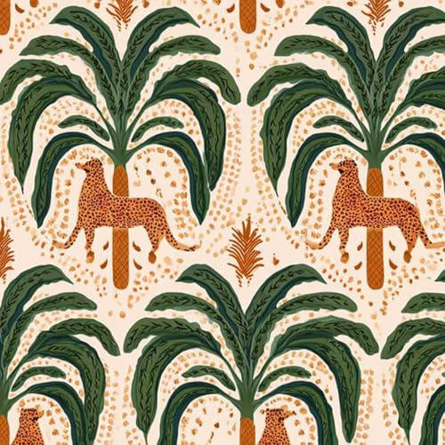 Peel and Stick Wallpaper Tropical palm tree Asian leopard seamless