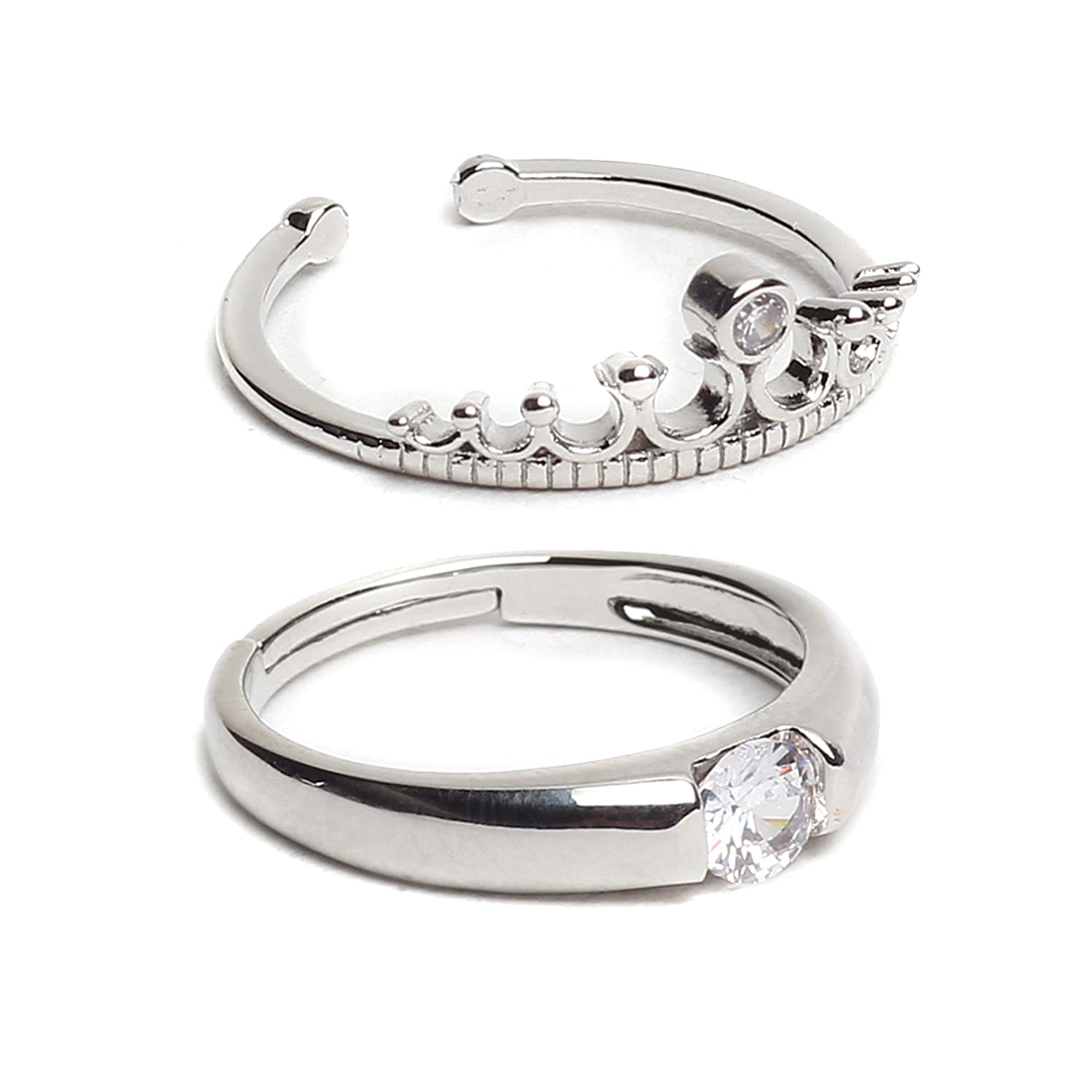 Sorellaz Couples Silver Metal Adjustable Ring Set: Pack of 2 (SORRB/COA-2) (Ring Couples Design 2) (B098LSX4GP) Amazon Price History, Amazon Price Tracker