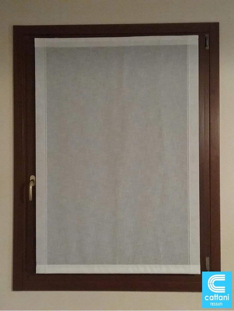 mauro Store Bateau drapé Stores Romains pour fenêtre et Porte-fenêtre sur Mesure-Tissu Polyester à Effet Lin Blanc Naturel, Largeur de 30 à 90 cm (K-55x135 cm lxh)
