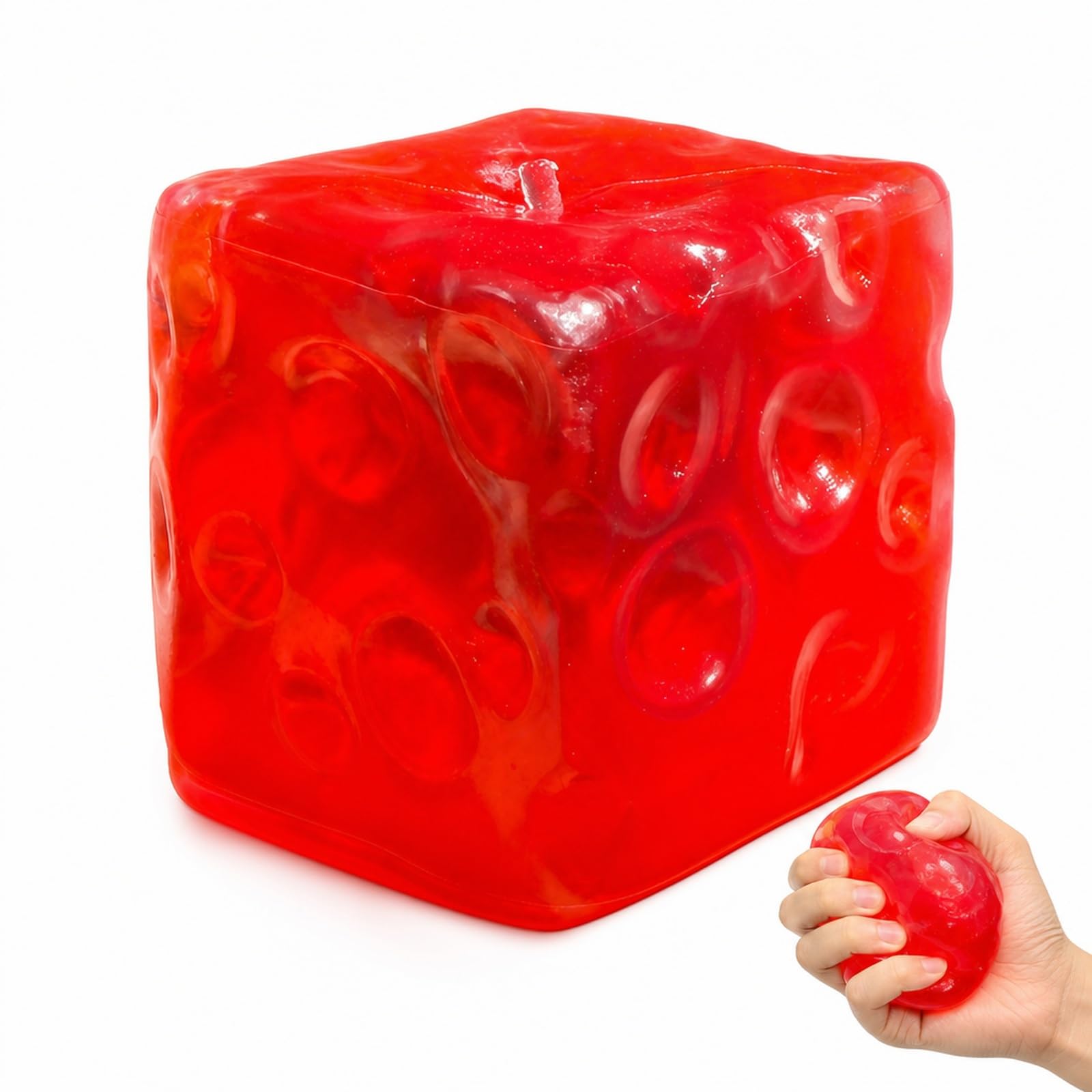 Red Cheese Squishy, Transparent Sensory Fidget Accessory
