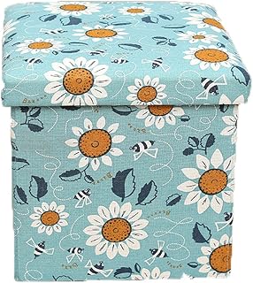 Small Ottoman with Storage Small Storage Stool Organiser Box Printed Fabric Foldable Storage Stool Storage Stool Can Be Used as Shoe Change Stool for Adults /492(C)