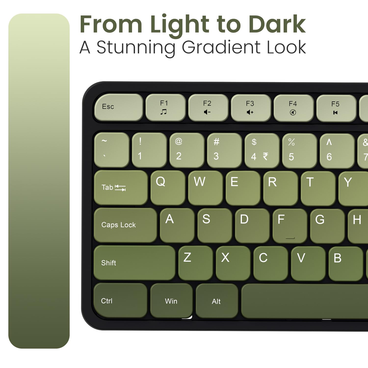 Portronics Key11 Combo Rechargeable Wireless Keyboard and Mouse Set, Bluetooth 5.3&2.4GHz Wireless,Type-C Fast Charging,Gradient Keys, Noiseless Typing, High Precision Mouse, for PC&Laptop(Green) — Amazon image 2