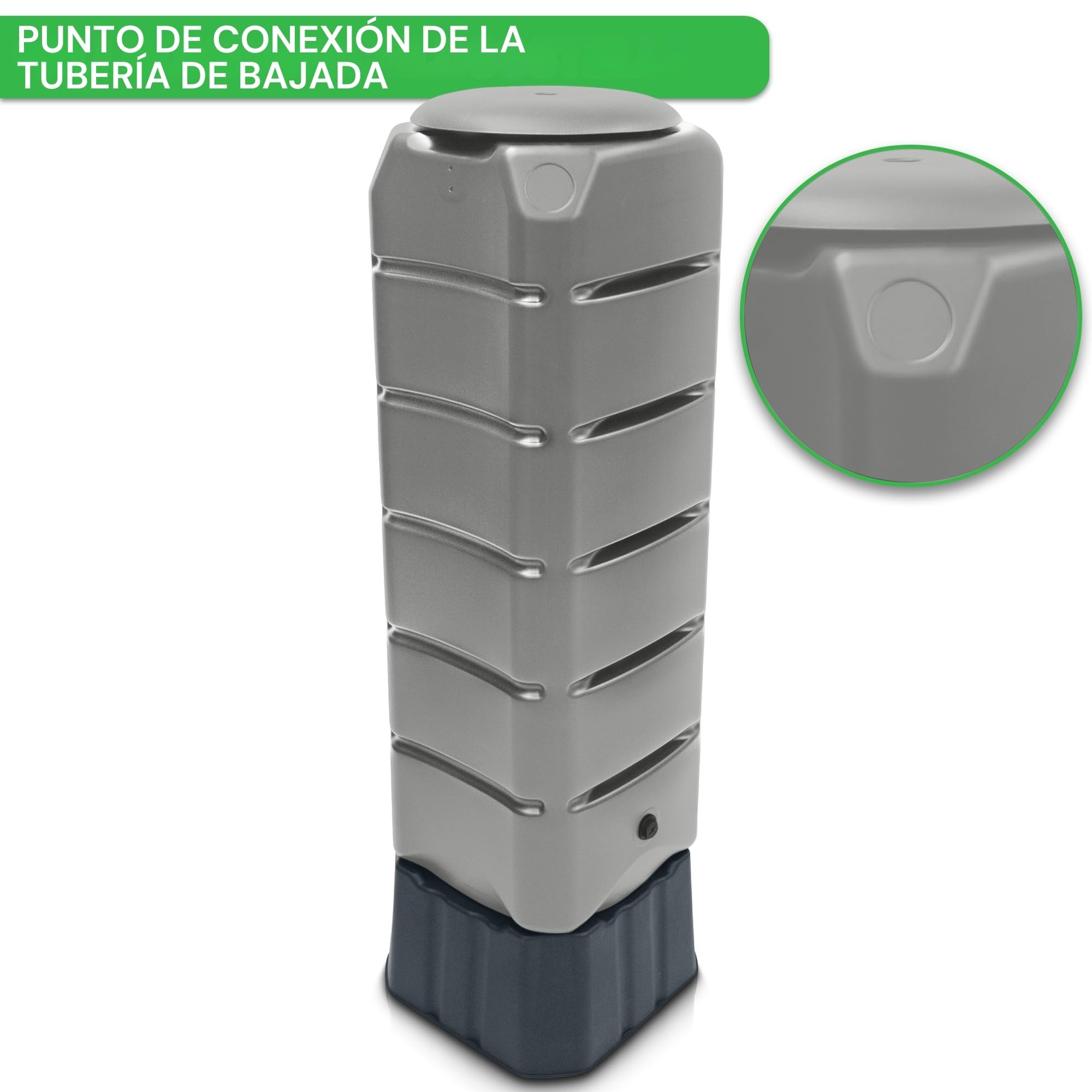 YourCasa Barril de lluvia [Torre] 120 L con pie, tapa y grifo, barril de lluvia de plástico, resistente a las heladas, depósito de agua de lluvia, depósito de agua de lluvia, para jardín, colector de