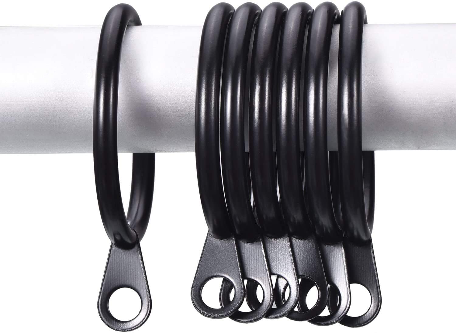 IPEAK 36 Anelli Per Tende In Metallo Nero, Diametro Interno 38 Mm, Con Anellino Per Ganci, Scorrevoli - 2
