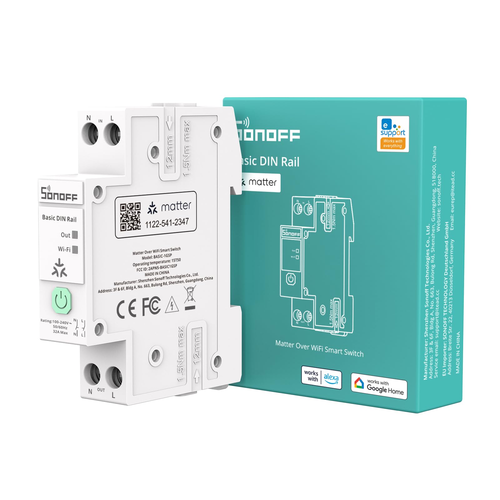 SONOFF 32A Matter Smart DIN Rail Switch WiFi Energy Monitor Power Meter UK