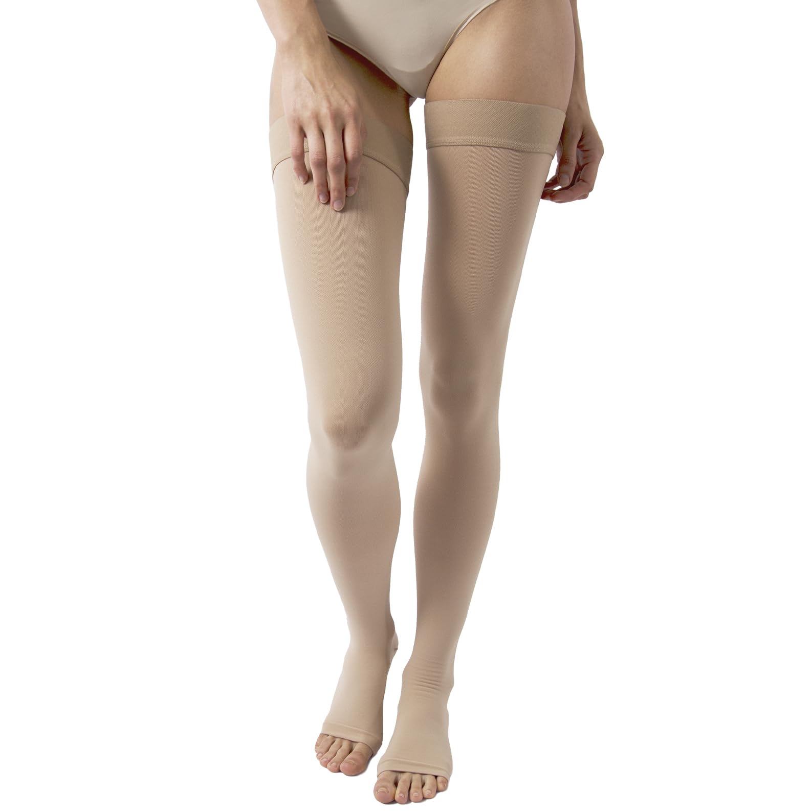 Beman 407A - Autoreggenti Medicali K1 Classe 1, Compressione Graduata 15-21 mmHg, Punta Aperta Unisex, Tallone Rinforzato e Cuciture Piatte, Elastici Resistenti