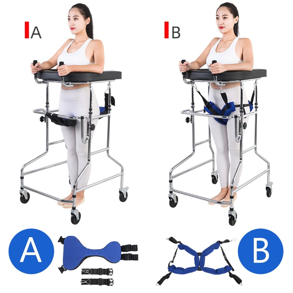 Andador Vertical, Andador con Ruedas para Adultos, Ayudas para Caminar De Altura Ajustable para Trabajo Pesado con 4 Ruedas Universales Bloqueables, (S : 100-125cm-A)