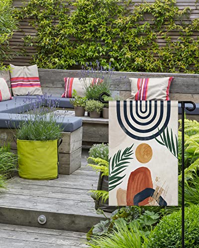 Middle Century Geometric Garden Flags 12 X 18 Inch Double Sided, Burlap Welcome Home Banner, Modern Abstract Art Boho Aesthetics Garden Flag Vertical Banners Yard/Patio/Lawn Flags Outdoor Decorations #TOP3