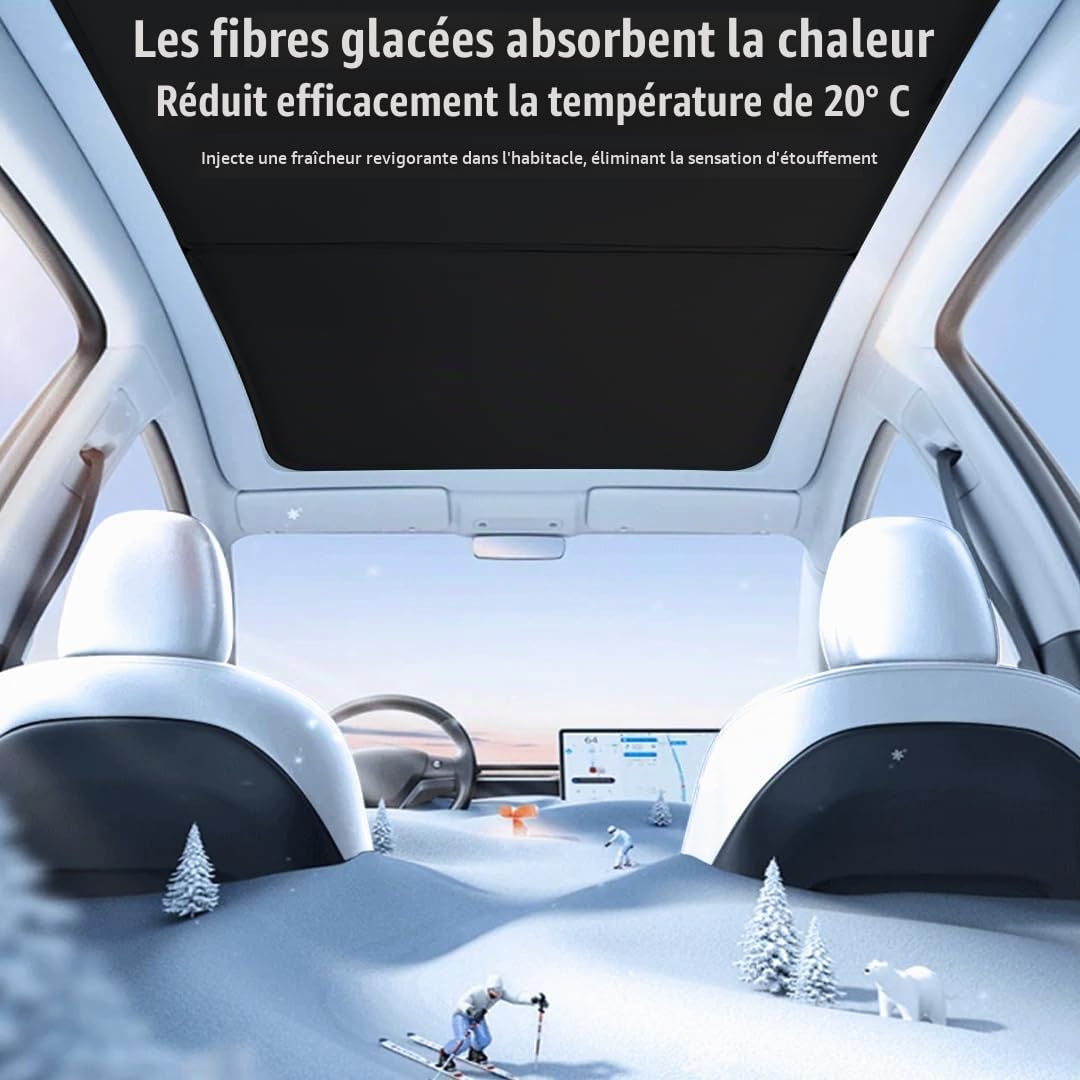 Arcoche Pare-Soleil pour Tesla Model Y 2025 2026 Juniper Isolation Thermique et Protection UV Accessoires de Pare-Soleil de Toit en Verre