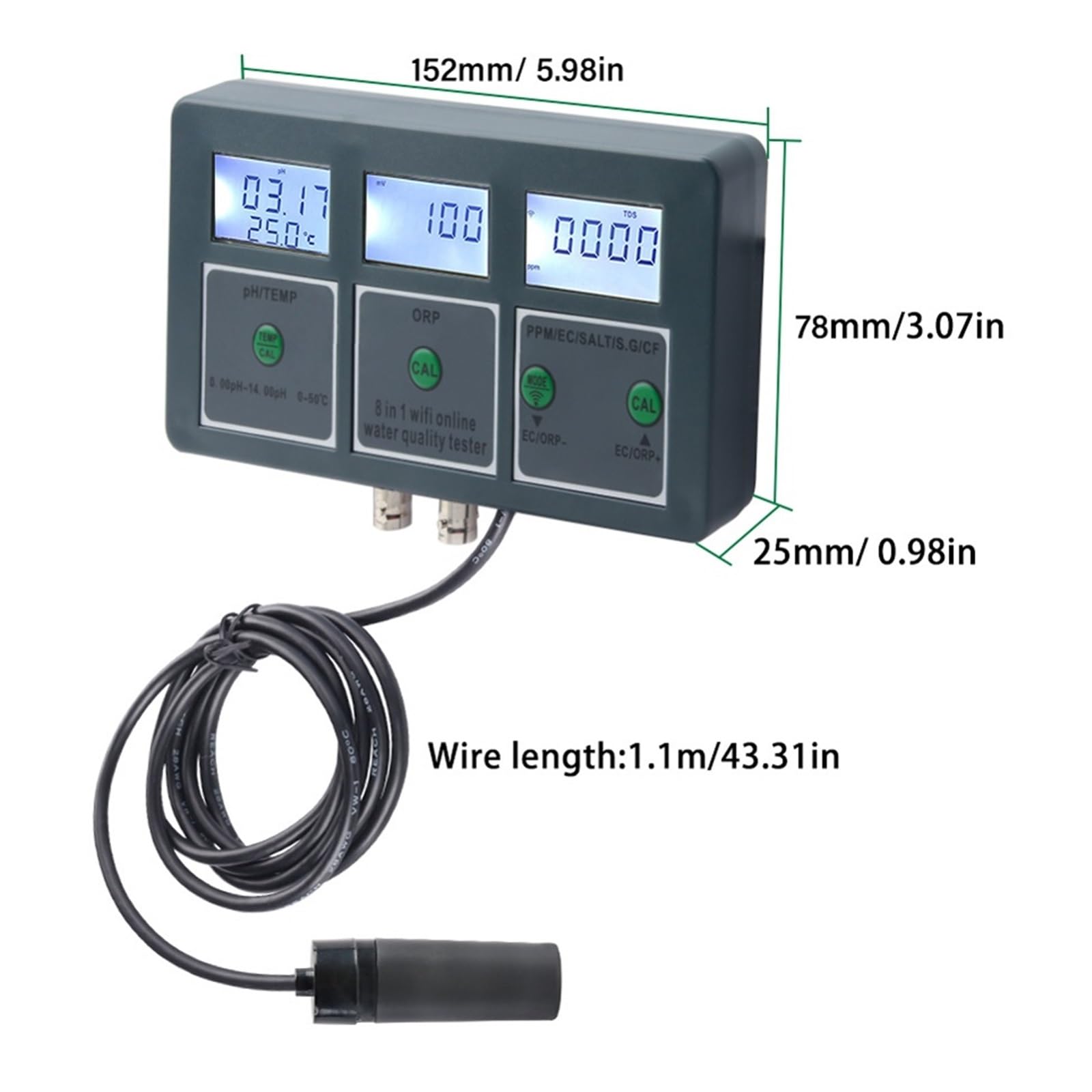 Tuya WiFi Pecera Probador De Calidad Del Agua Máquina Prueba Alta Precisión Analizador Monitor For Piscinas Acuarios DeteccióN RáPida Y Precisa