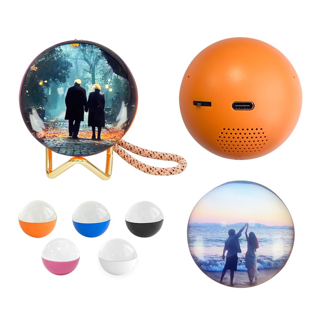 2.7inch crystal ball, video play electronic ball, round 3D ball playing videos and pictures round display for anniversary?birthday gifts, advertising display balls, electronic photo albums (Pink)