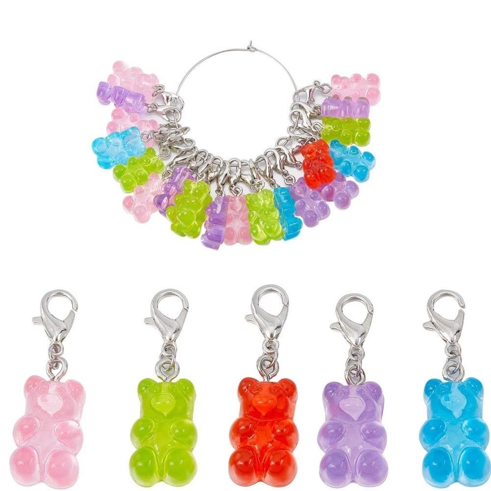 SUNNYCLUE 1 Box 30Pcs Stitch Markers Knitting Bear Stitch Marker Charms Knitting Markers Charm Cute Leverback Locking Stitch Marker for Knitting Weaving Sewing Needleworks Women DIY Crafts Gift