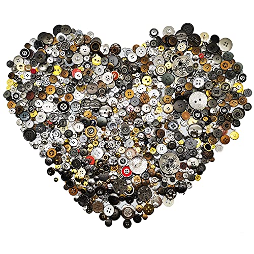 Esoca 650Pcs Gold and Silver Buttons for Crafts Plastic Gold Buttons Assorted Silver Buttons Metallic Buttons for Crafts Art DIY Christmas Decoration (Metal Color)