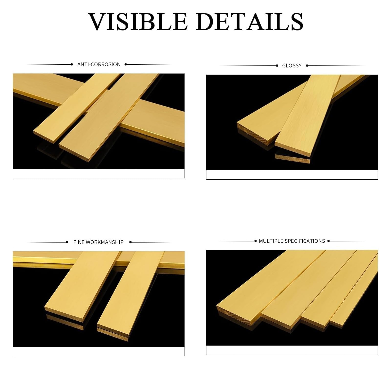 Barra tonda in ottone massiccio, Barra piatta in ottone, spessore 6-9 mm, larghezza 7-100, lunghezza 500, for coltelli fai-da-te(8mm*12mm*500mm)