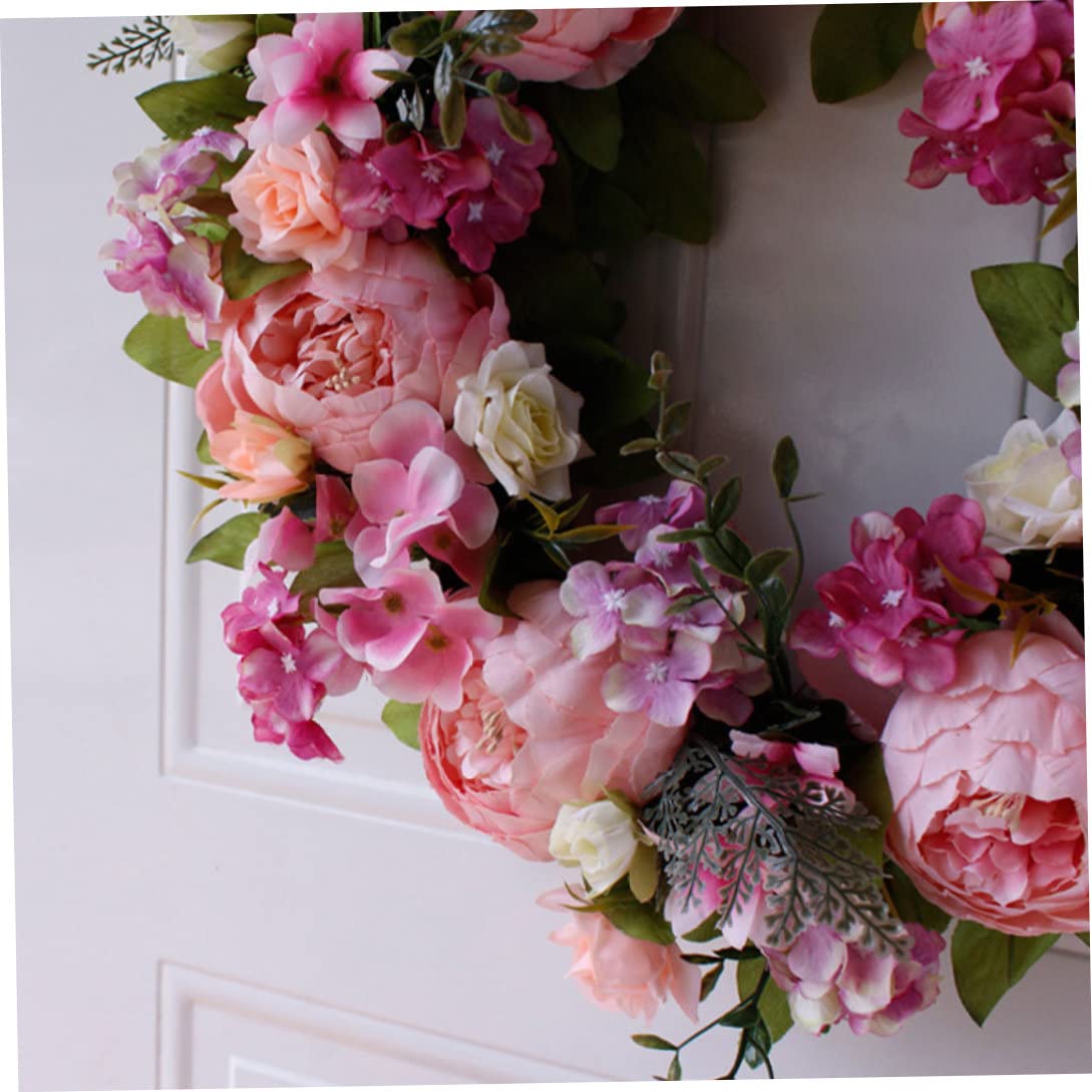 Kranz Türkranz Blumenkranz Künstliche Pfingstrose Seidenkranz Rosa Dekoration für Haustür Büro Zuhause Hochzeit Party