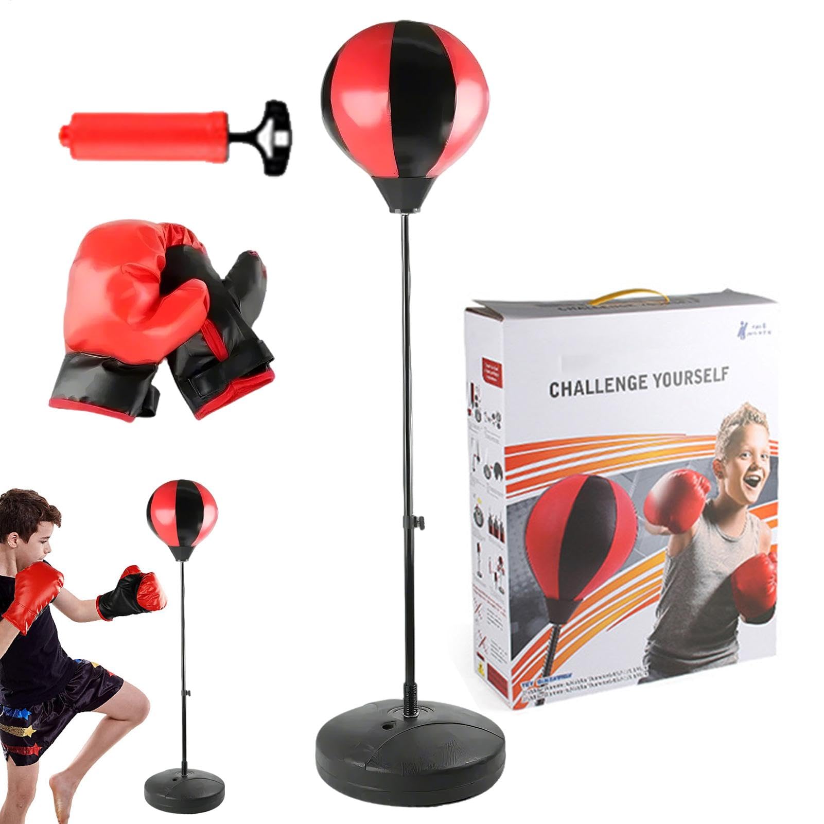 Set di sacchi di libri giocattolo - Sacco da boxe gonfiabile per bambini, sacco da boxe per bambini | Sacco da boxe e guanti per adolescenti con altezza regolabile per adulti sopra i 13 anni