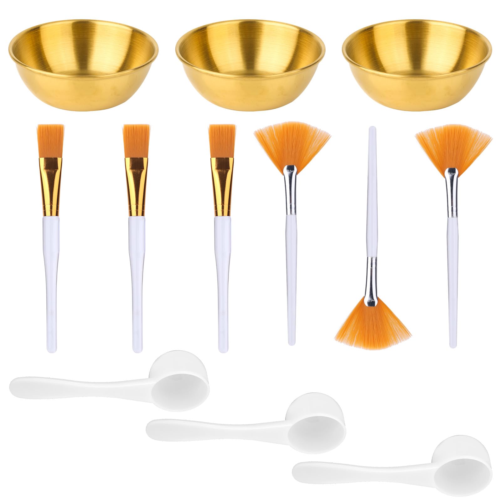 12pcs Esthetician Supplies for Facials Set Including 3 Facial Bowls, 3 Fan Brushes