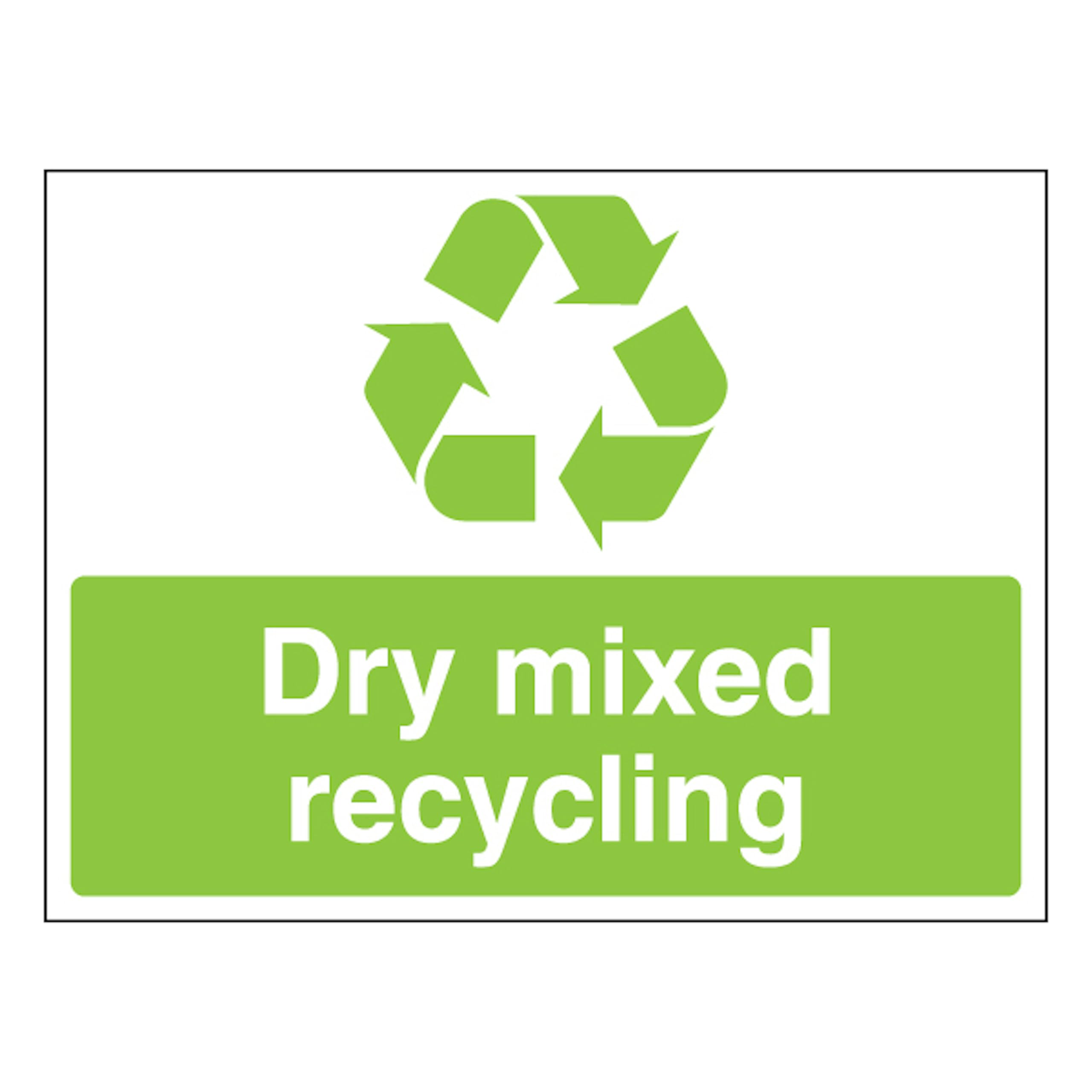 Dry Mixed Recycling - Recycling Symbol - Landscape 200 x 150 mm - 3mm Aluminium Composite