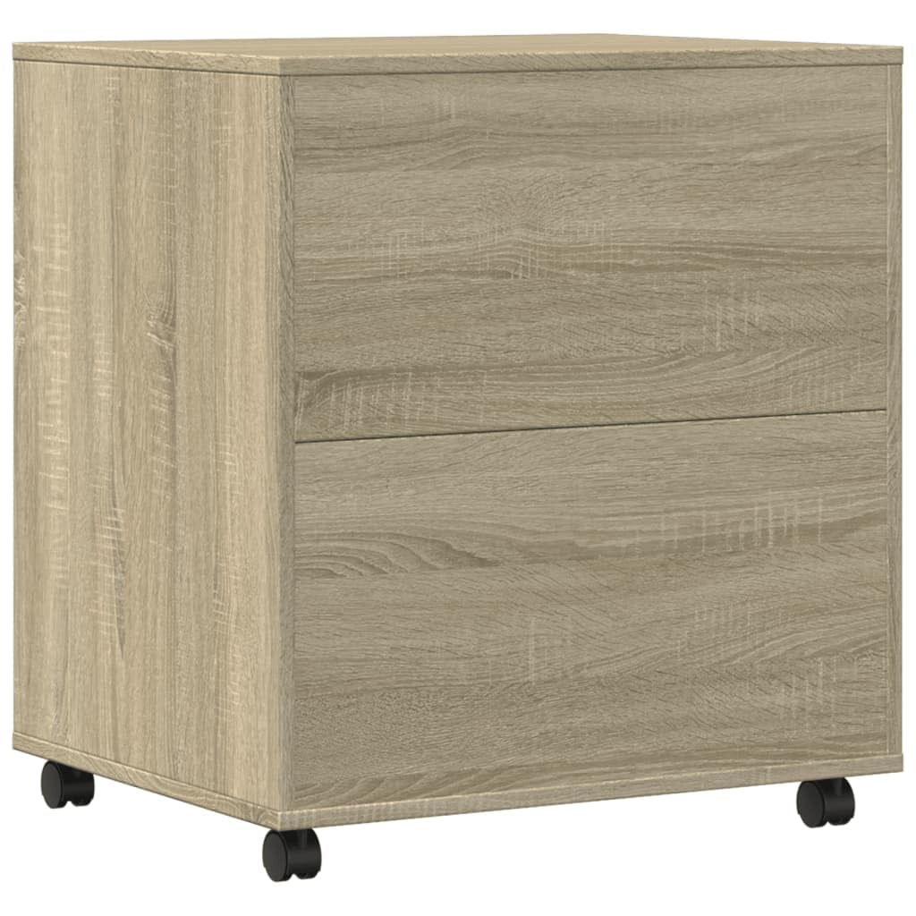 vidaXL Supporto per Stampante con Ruote Rovere Sonoma 60x50x67 cm, Supporto per Computer, Organizer per Stampante, Tavolo da Stampante portaoggetti
