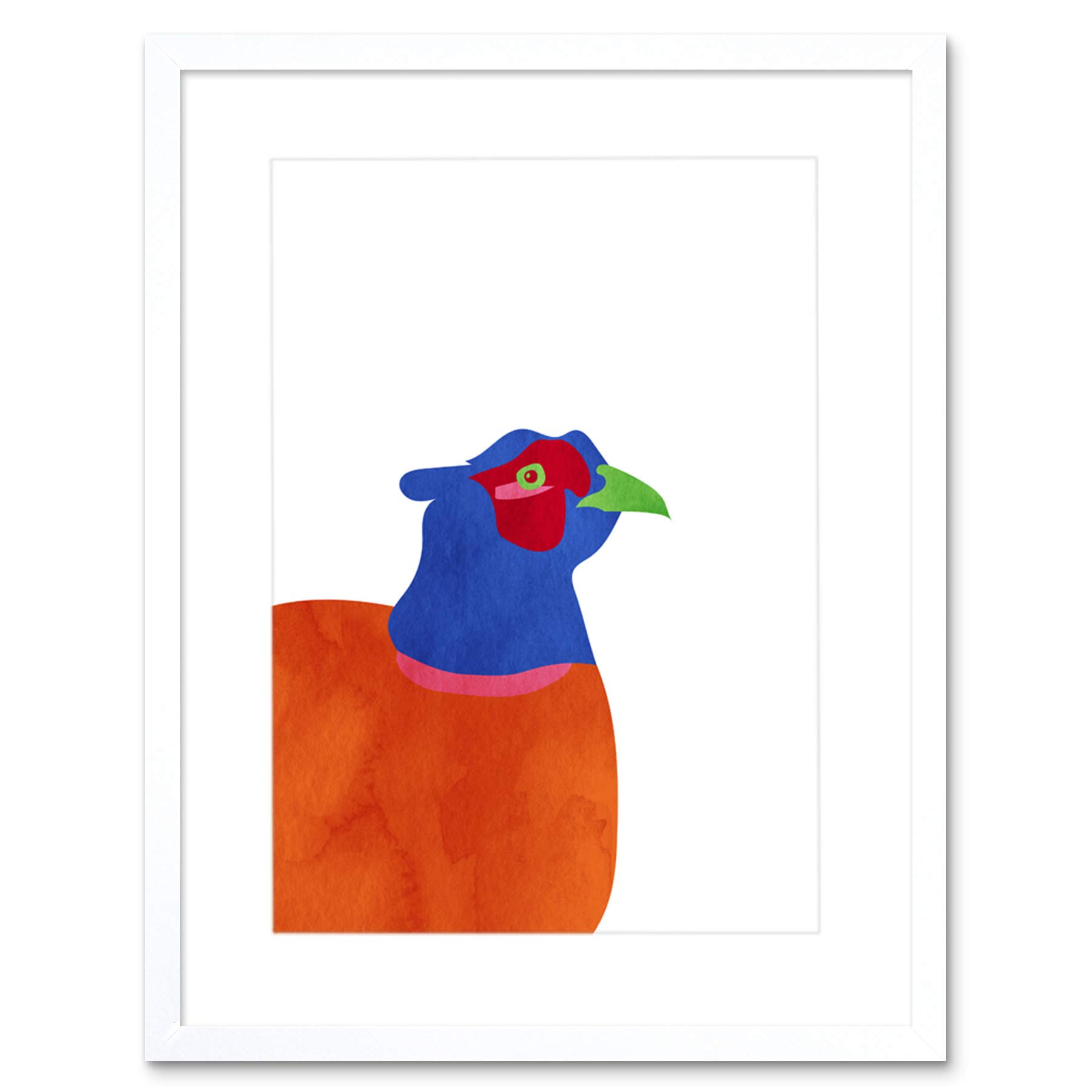 Wee Blue Coo Bright Pheasant Bird Framed Wall Art Print 12X16