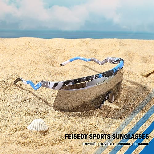Image of FEISEDY Sunglasses for Men and Women, Polarized Large Retro Rimless Glasses TR90 Frame for Baseball, Cycling, Sports B4073