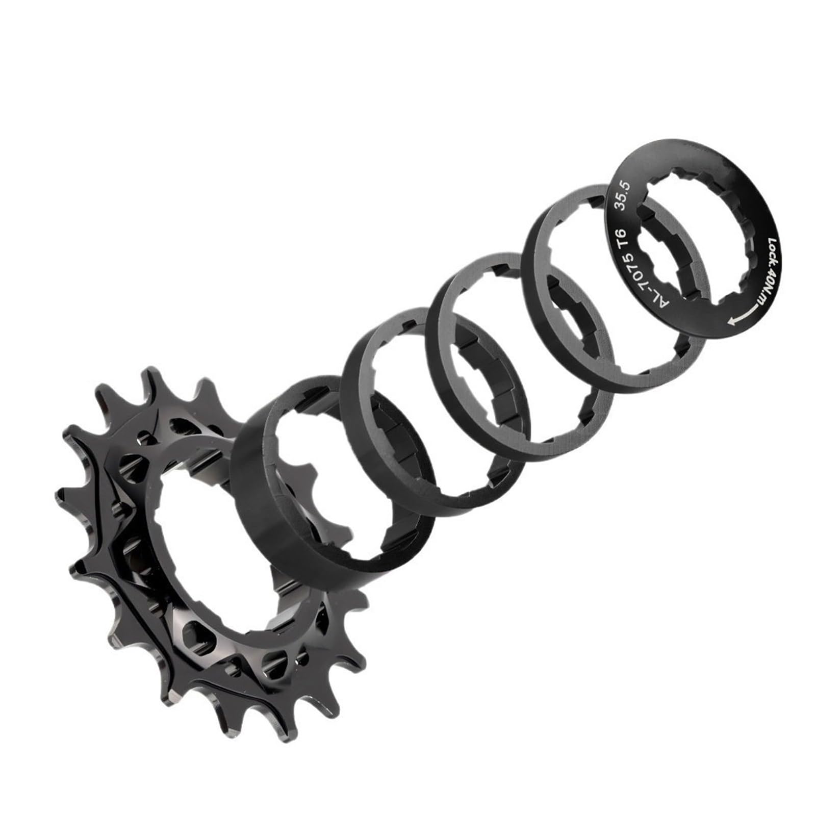 Compatible con El Kit De Conversión Rueda Libre Una Sola Velocidad Tanke, 18 Dientes, Piñón Cassette, Aleación Aluminio 7075 CNC Sprocket Speed Cassette(16T Black)