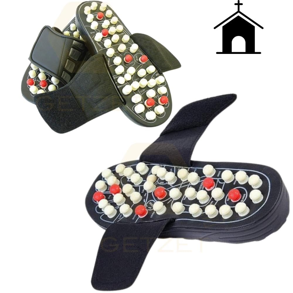 GETZET Yoga Paduka Manual Acupressure Magnetic Therapy Foot Massage Slippers Acupuncture Acupoint Massage Sandals Shoes, Reflexology Health Shoes for Men Women. 1