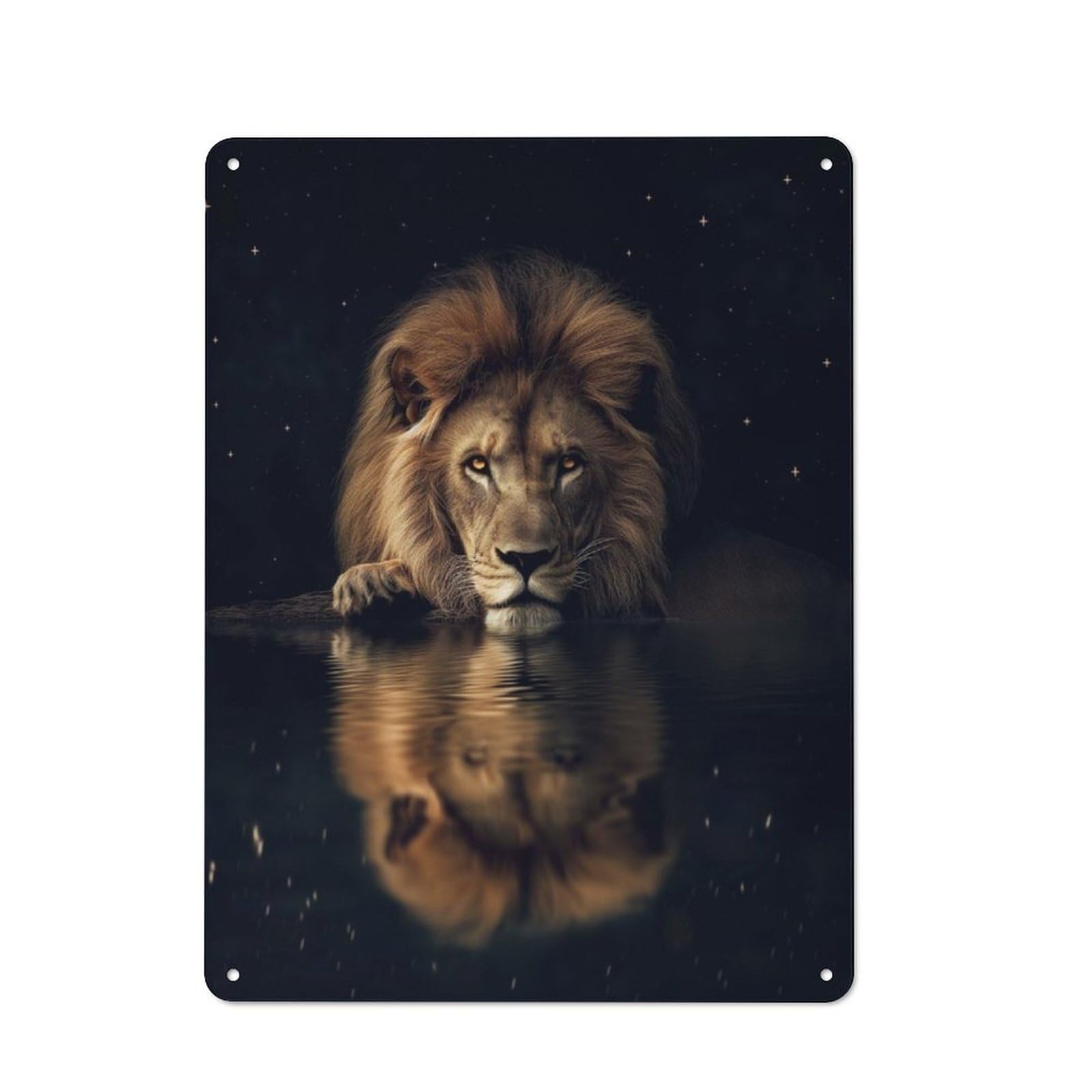 Junmoney Beautiful Magical Lion Rustic Metal Sign 40X30cm Featuring For Hallway Wall, For Collectors Decorating Hallways And Entrance Areas