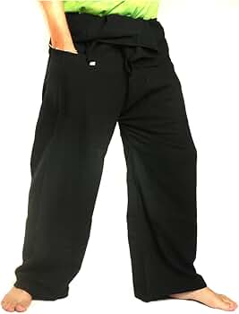 Jing Shop Men's Thai Fisherman Pants Extra Long Cotton Solid Color