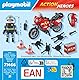 PLAYMOBIL Action Heroes 71466 Feuerwehrmotorrad am Unfallort, rasante Fahrt zum Einsatz, mit vielfältigem Zubehör wie Funkgerät und Feuerlöscher, realitätsnahes Spielzeug für Kinder ab 4 Jahren