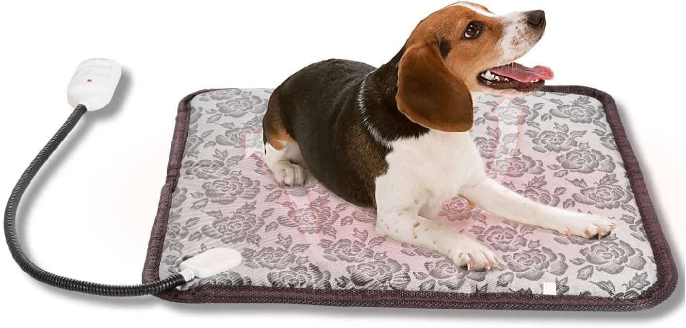 TeqHome Pet Heating Pad, Electric Dog Cat Puppy Heating Pad Indoor Waterproof Heated Bed Mat Pet Bed Heater Warmer with Adjustable…