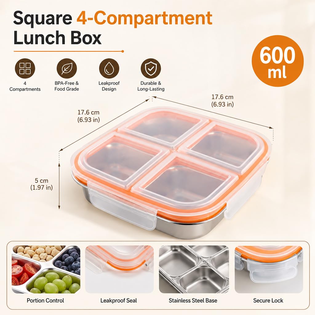Supvox Kids Snack Box - Stainless Steel Lunch Box -2