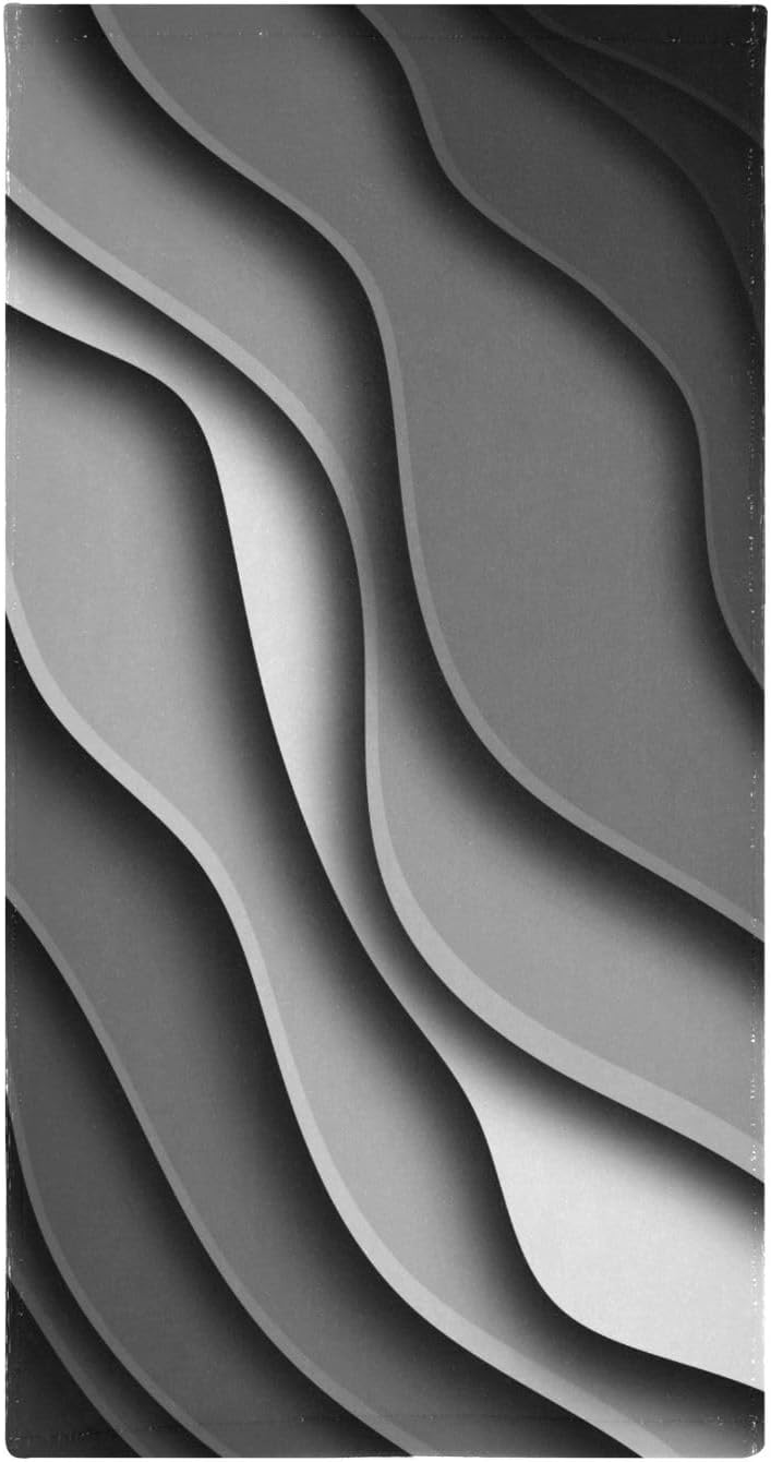 Black White and Gray Stripes Hand Towels for Bathroom Set of 2 Soft Absorbent Mid Century Modern Beach Wave Kitchen Towel,Decorative Bathroom Towels for Bath Guest Shower Face Hair 14"x28" - Image 6