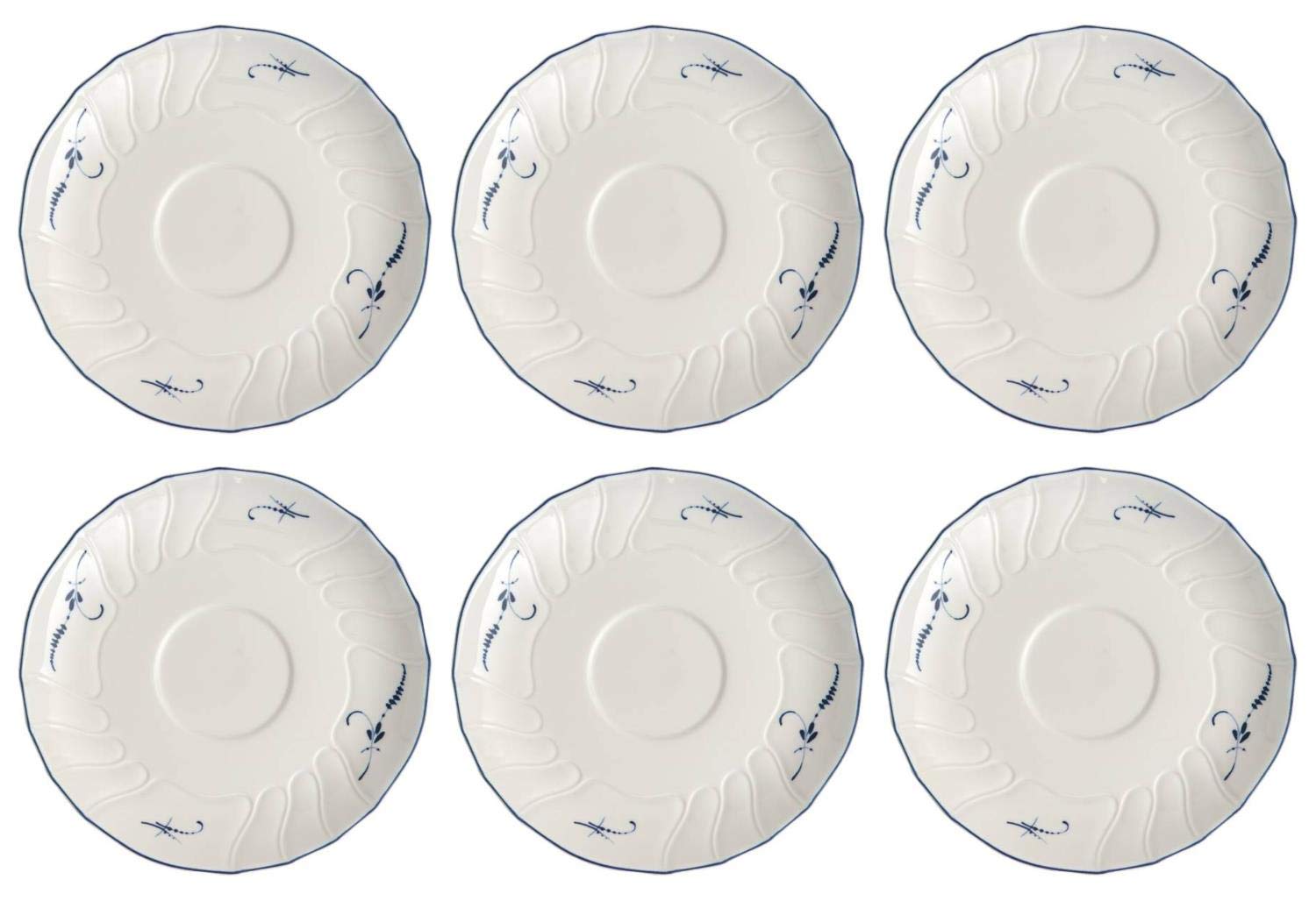 Villeroy & Boch Vieux Luxembourg Tee-Untertasse 6er Set 15,5cm weiß blau