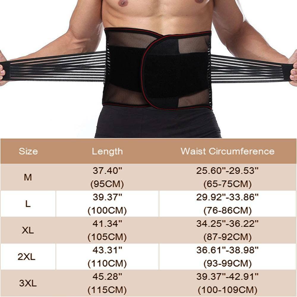 Cinturón Lumbar Ajustable de Doble Tirante para la Parte Inferior de la Espalda, Talla Grande 3XL-5XL, para aliviar el Dolor, diseño de Malla Transpirable con Correas Ajustables en la Zona Lumbar