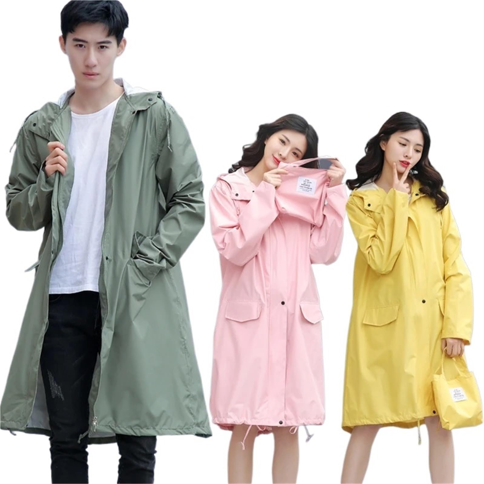 Impermeabile Impermeabile Lungo da Donna e Uomo, Traspirante, Portatile, Idrorepellente, Poncho Antipioggia