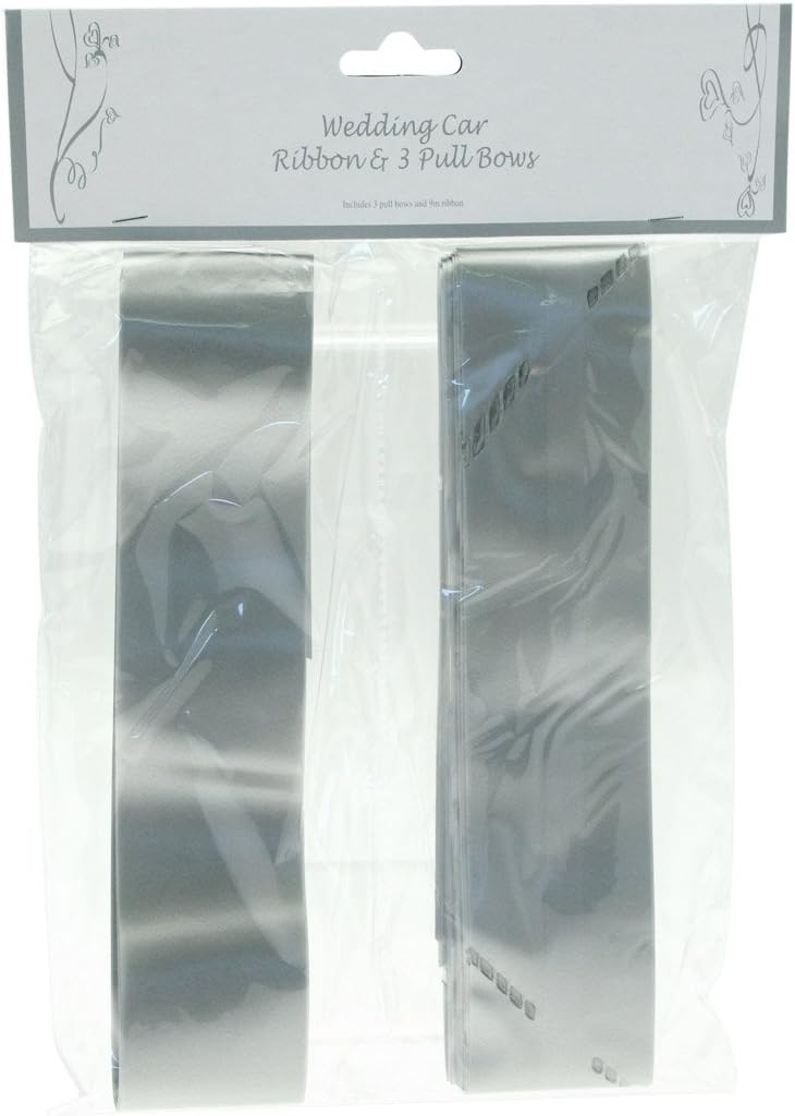 Wedding Car Kit. 3 x 50mm SILVER Pull Bows. Plus 1 x 9m of 2" (50mm) SILVER Florist Ribbon. The Perfect Item For Wedding Cars