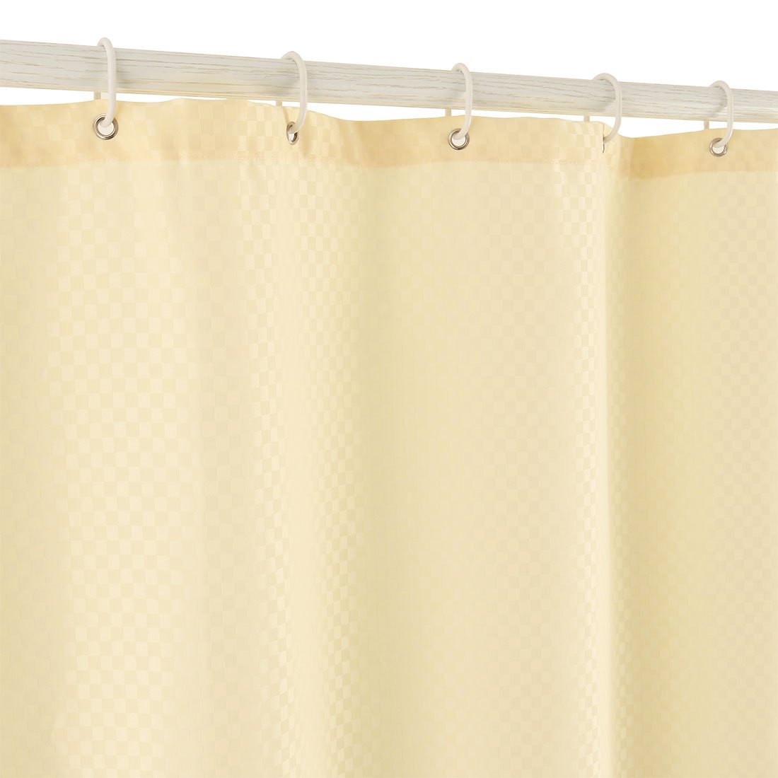 Ruilogod Cortina de ducha de tejido de poliéster, 180 x 180 cm, impermeable, resistente al moho, tejido estructurado con ganchos de plástico, color amarillo claro