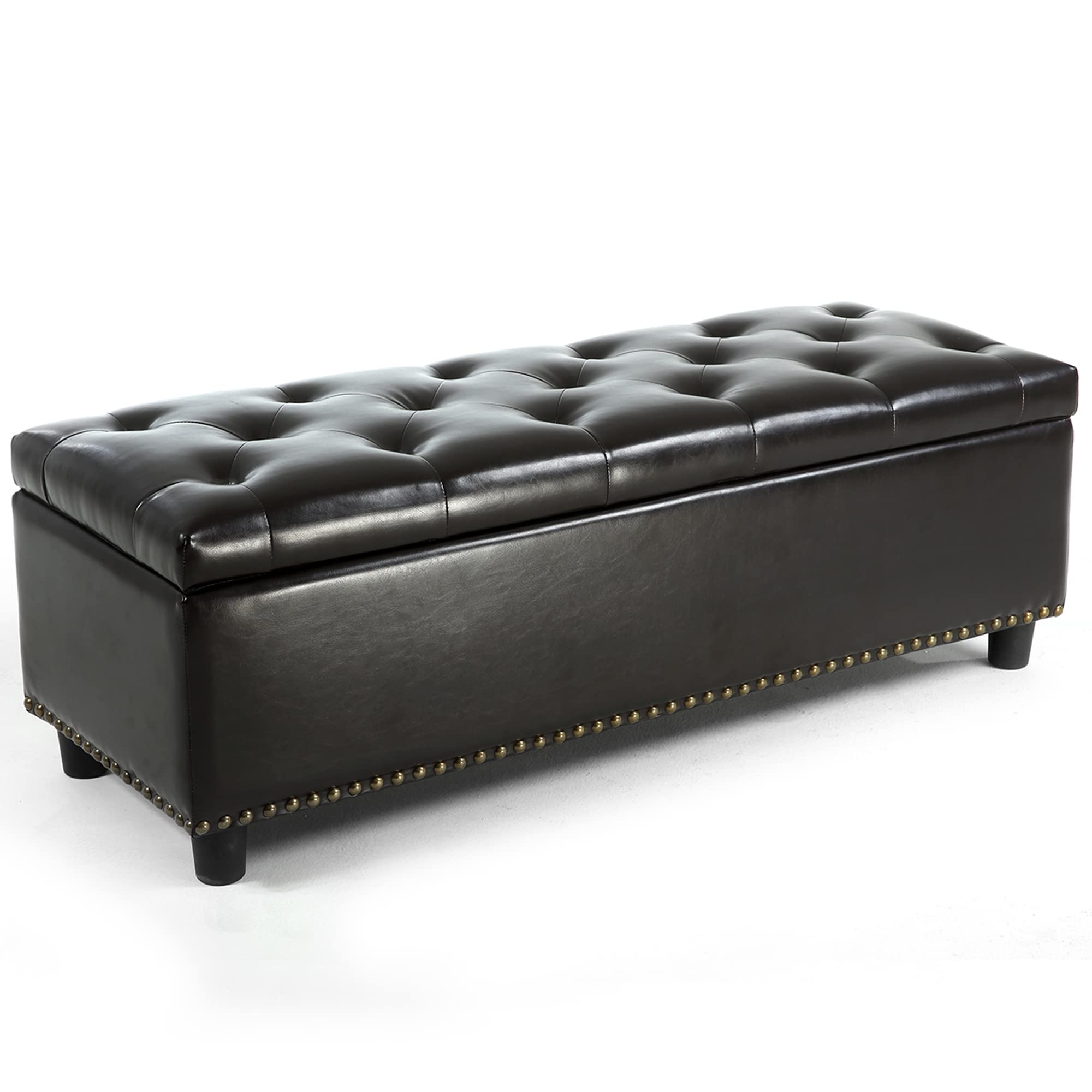 Buy BELLEZE 47 Inch Storage Ottoman, Tufted Ottoman Faux Leather