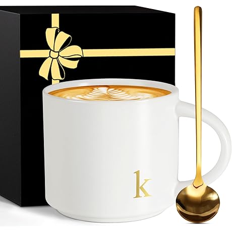 Monogrammed Ceramic Large Coffee Mug: Personalized Mom Present