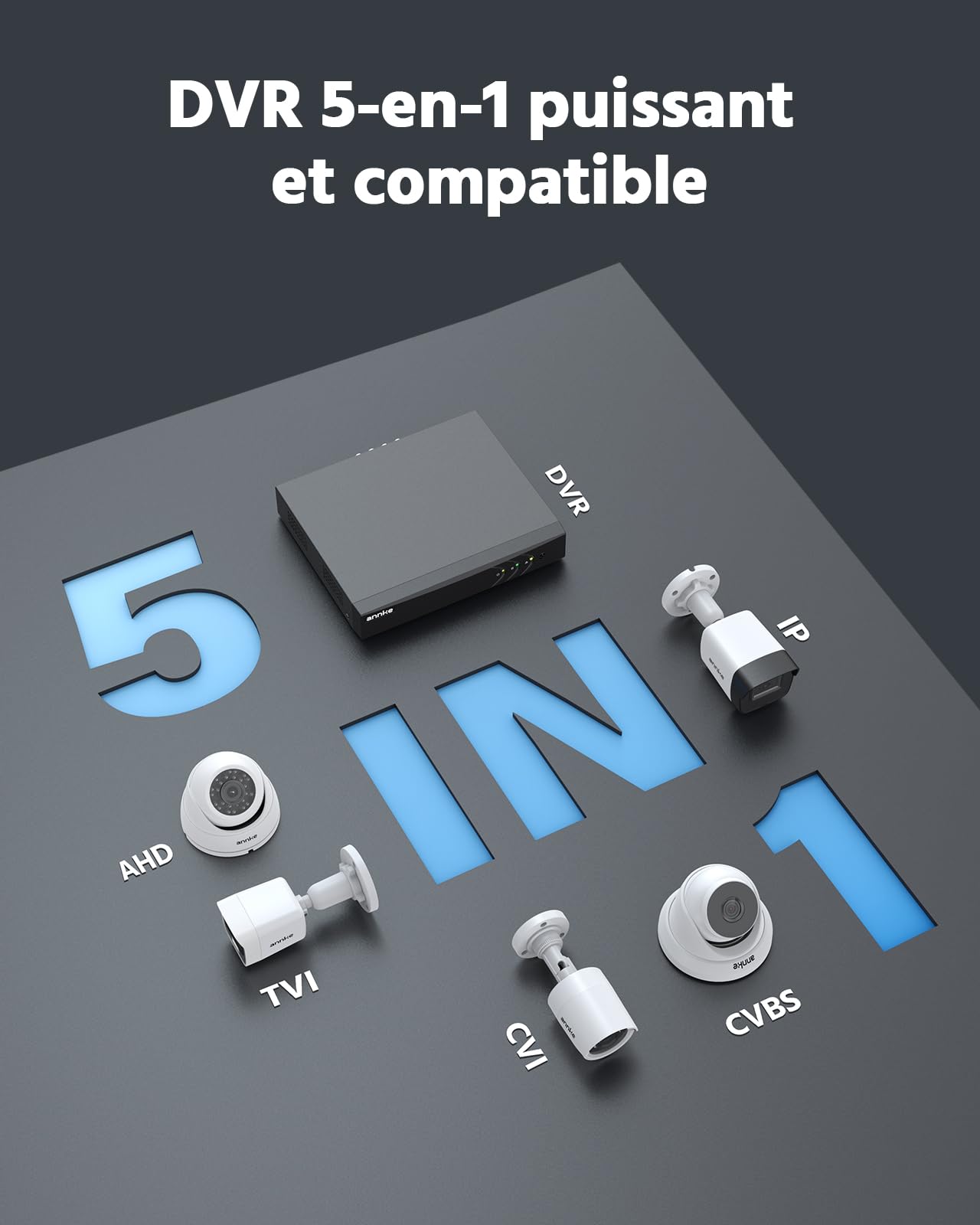 ANNKE Kit Caméra de Surveillance Exterieure 3K Lite DVR avec 4 Caméras 1920 X 1080 de Vidéosurveillance Etanches, Détection de Personne/Véhicule, Vision Nocturne en Couleur, Étanche IP67, No HDD