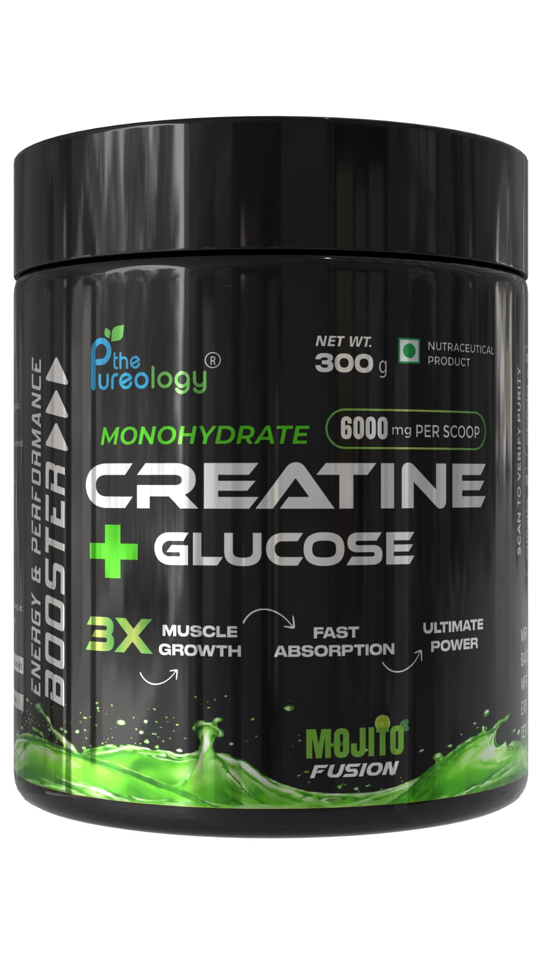 Creatine Monohydrate + Glucose, 6000 mg per Scoop, Mojito Fusion, 300g, 50 Servings-image-30
