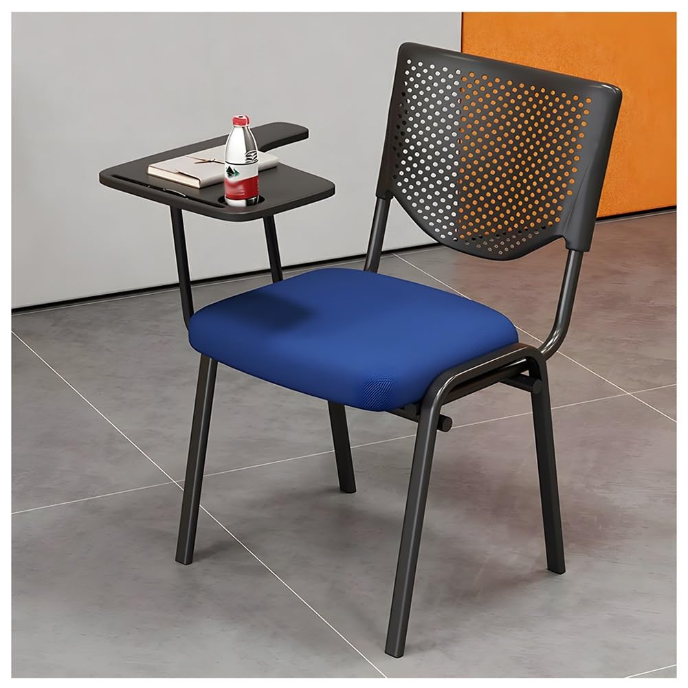 MYUYEE 4Pcs Reception Chairs With Flip-Up Table Conference Chairs, Guest Nesting Stacking Chairs, For Trainee Training/Conference Negotiation (Blue-50X44X80 Cm)