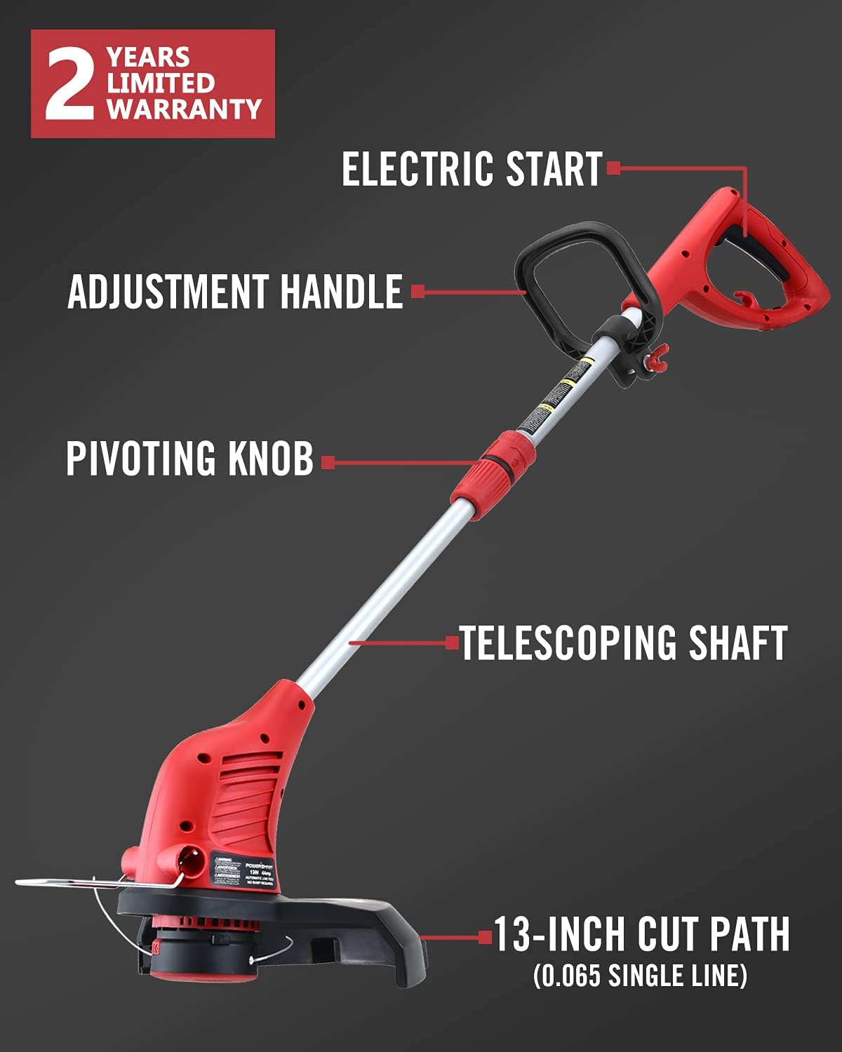 Powersmart String Trimmer, 13-INCH 4Amp Electric String Trimmer, Corded String Trimmer with Adjustable Telescoping Shaft, 2 Replacement Trimmer Line Included, PS8213 : Patio, Lawn & Garden