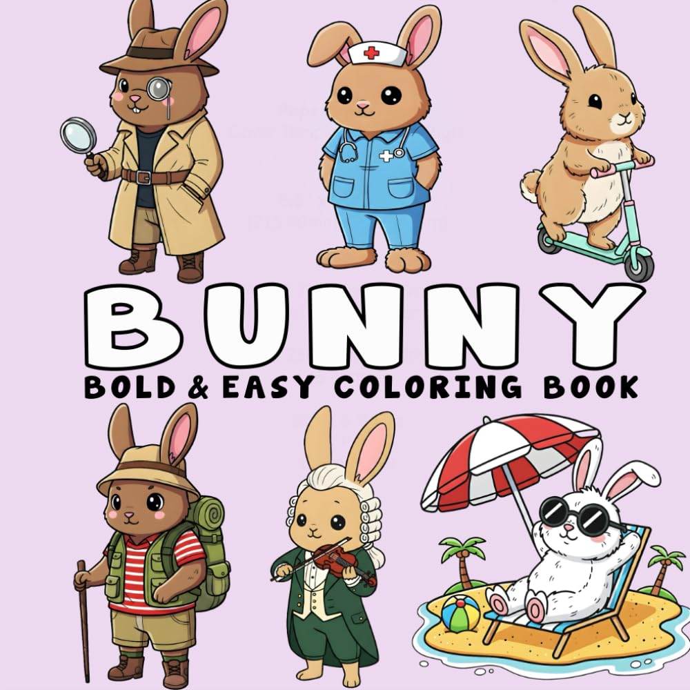 Bunny Coloring Book: Bold and Easy Coloring Page for Adults and Teens with Cute and Simple Bunny Design for Relaxation