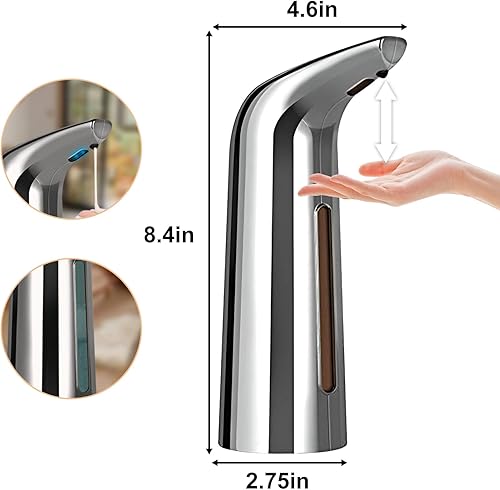 Miniatura 4 de Dispensador de jabón automático sin contacto, funciona con pilas, dispensador de jabón líquido de manos de 14 onzas  13.5 fl oz con sensor de