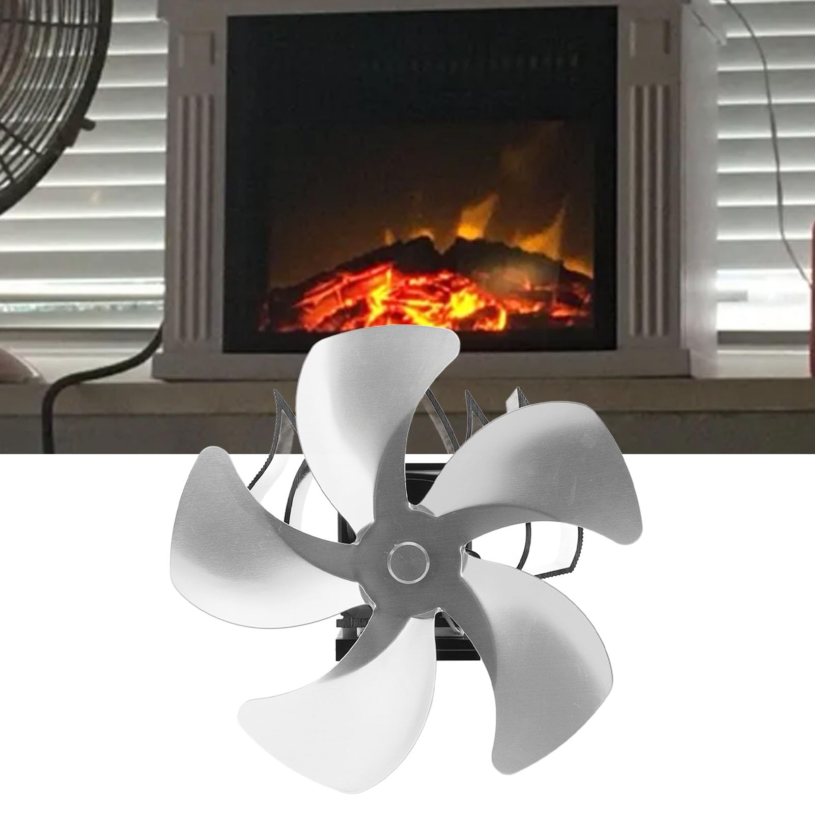 Fdit Ventilatore Termico per Stufa a Legna 5 Pale Design Ecologico (SILVER)