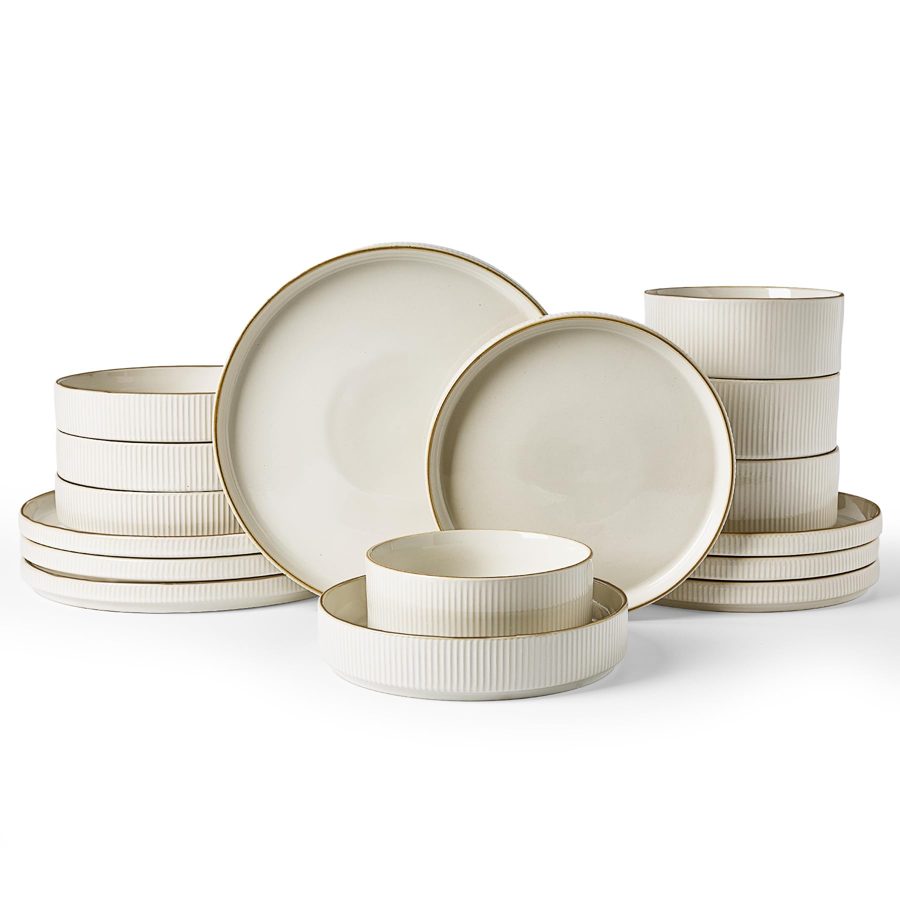 Photo 1 of ***FACTORY SEALED***
Famiware Star Stoneware Dinnerware Sets with Pasta Bowls, 16pc Dishes for 4