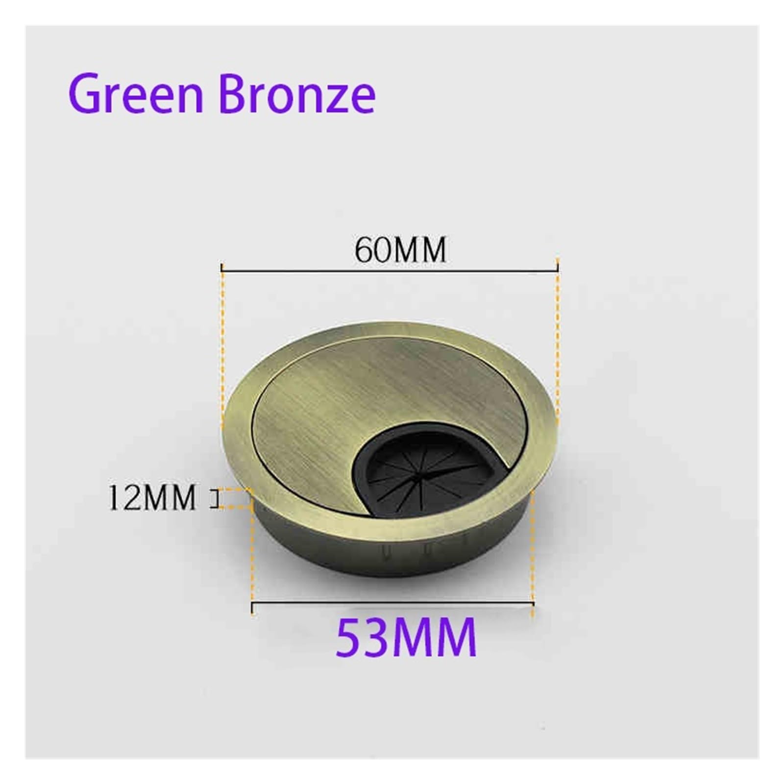 1-8 szt. Zinc Alloy Desk Cable Cover 50/53/60/80 mm okrągły uchwyt do zarządzania przewodami komputerowymi (53 mm zielony brąz, 8 szt.)